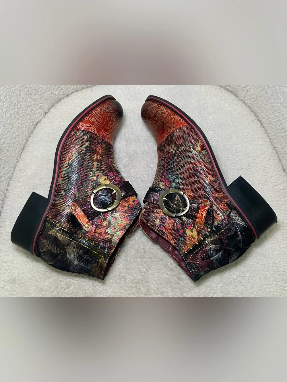 L’Artiste by Spring Step Georgiana-Scope Leather Ankle Booties Boho US 6.5-7